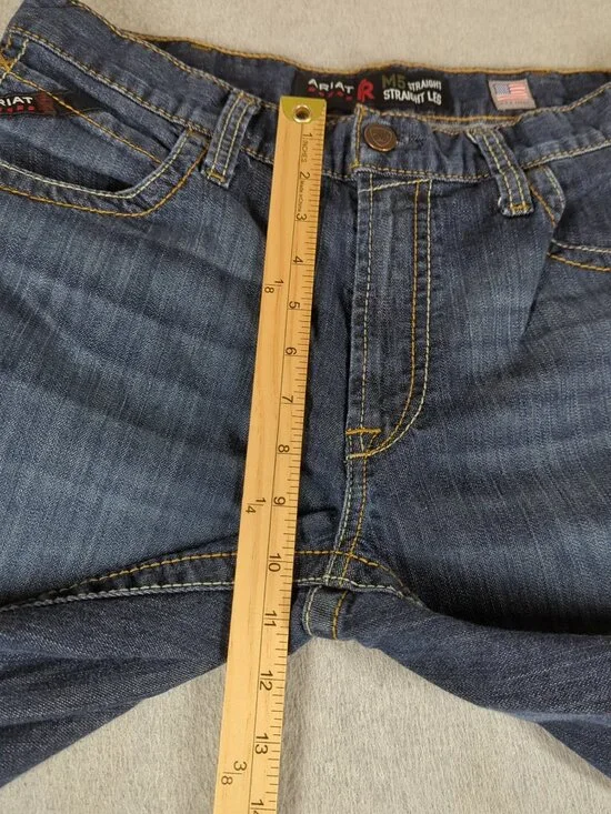 Ariat FR Jeans Mens 34x34 Blue M5 Straight Flame Resistant CAT 2 Workwear - Picture 7 of 11